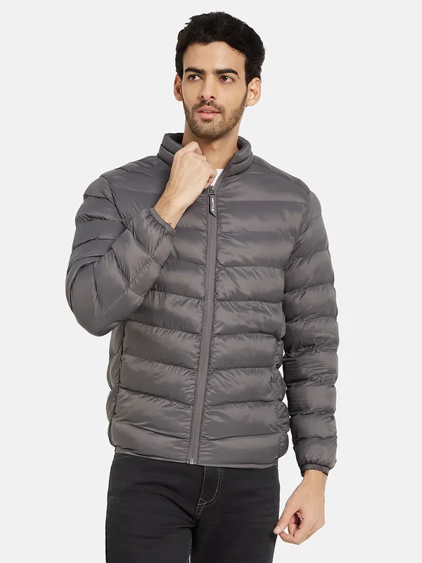 METTLE Men Grey Quilted Jacket